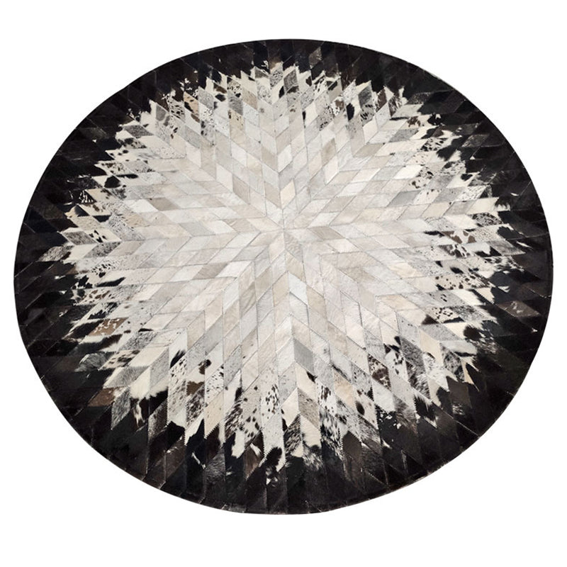 Simplicity Geometric Pattern Rug Retro Carpet Anti-Slip Cowhide Patchwork Carpet for Home Decor