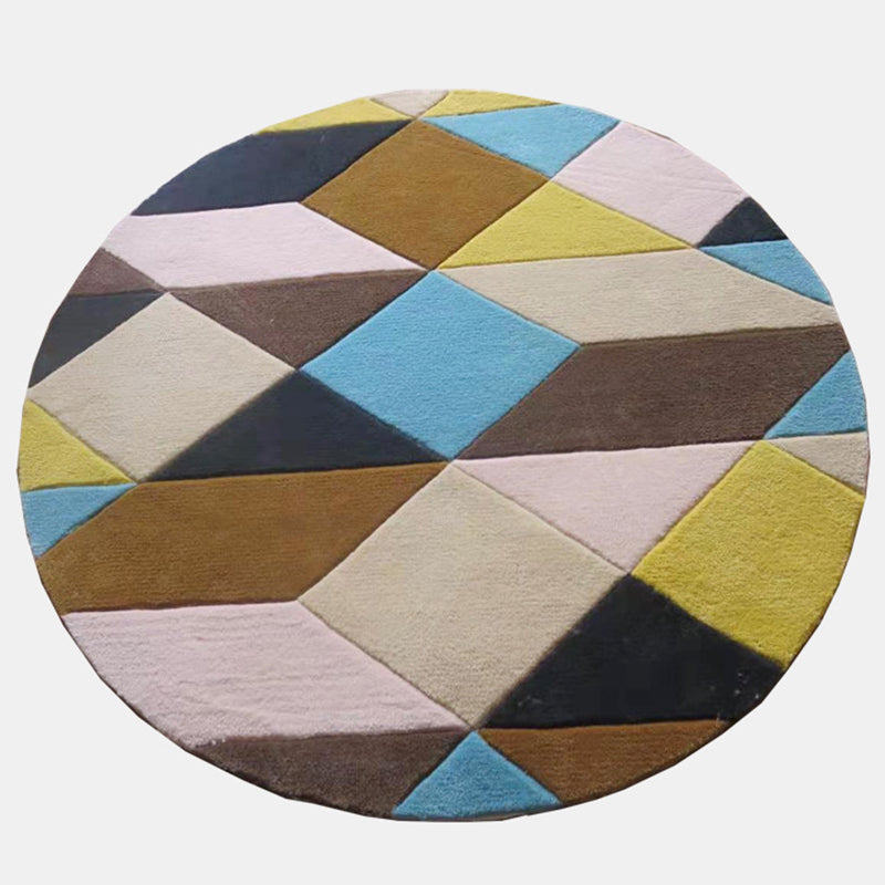 Simplicity Geometric Pattern Rug Retro Carpet Anti-Slip Cowhide Patchwork Carpet for Home Decor