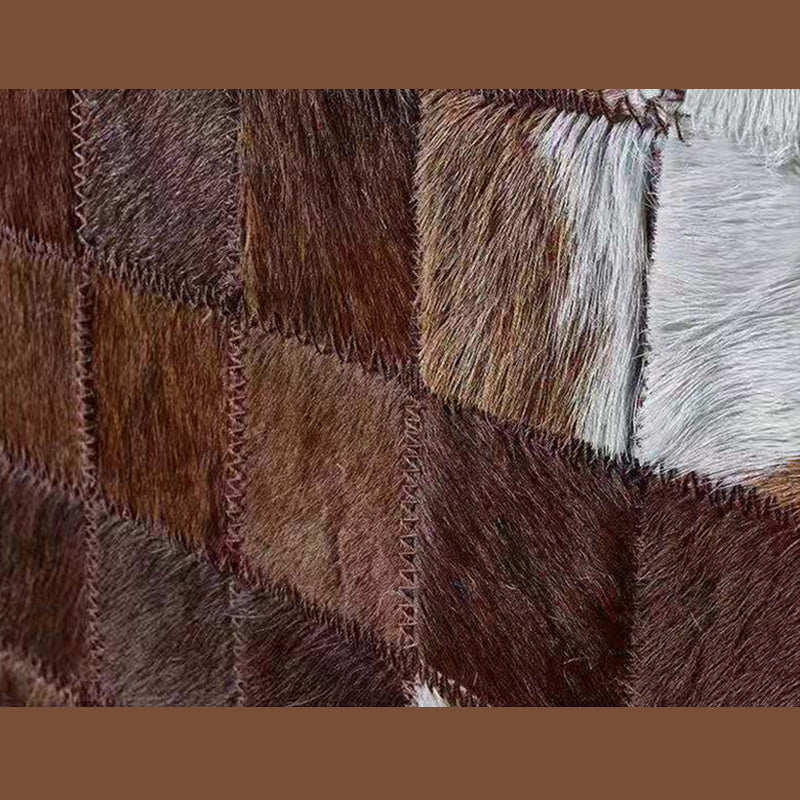 Simplicity Geometric Pattern Rug Retro Carpet Anti-Slip Cowhide Patchwork Carpet for Home Decor