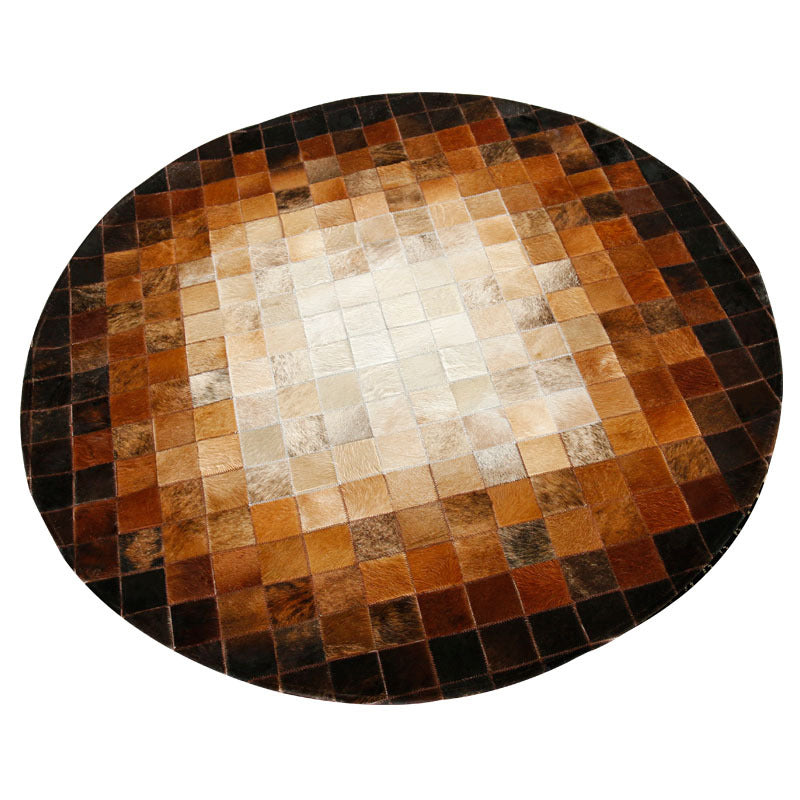 Tappeto multicolore rotondo che gira il tappeto del soggiorno in moquette di mucca con supporto non slip