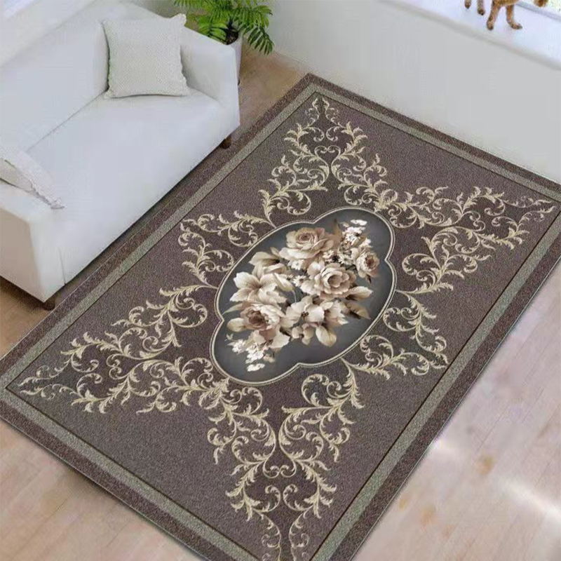 Modern Indoor Room Carpet Red Medallion Area Carpet Polyester Anti-Split Rug