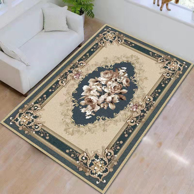 Modern Indoor Room Carpet Red Medallion Area Carpet Polyester Anti-Split Rug