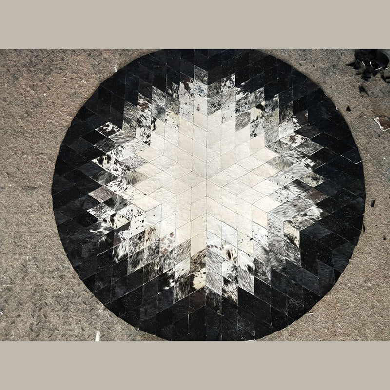 Nostalgia Area Rug Splicing Cowhide Carpet Stain Resistant Washable Indoor Rug for Living Room
