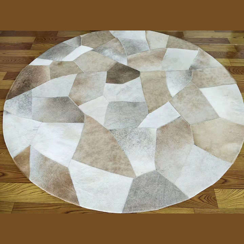 Nostalgia Area Rug Splicing Cowhide Carpet Stain Resistant Washable Indoor Rug for Living Room