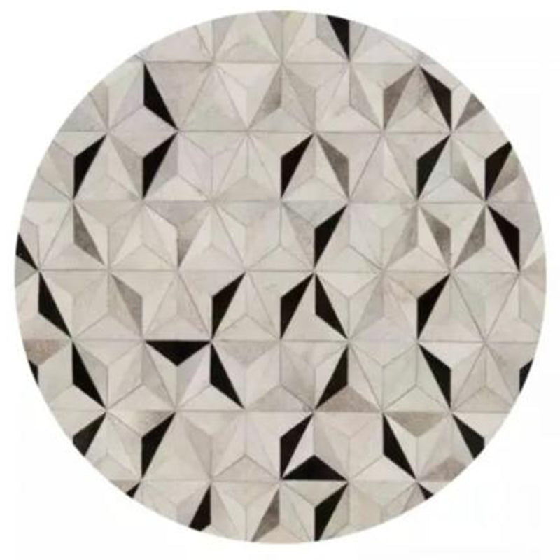 Nostalgia Area Rug Splicing Cowhide Carpet Stain Resistant Washable Indoor Rug for Living Room