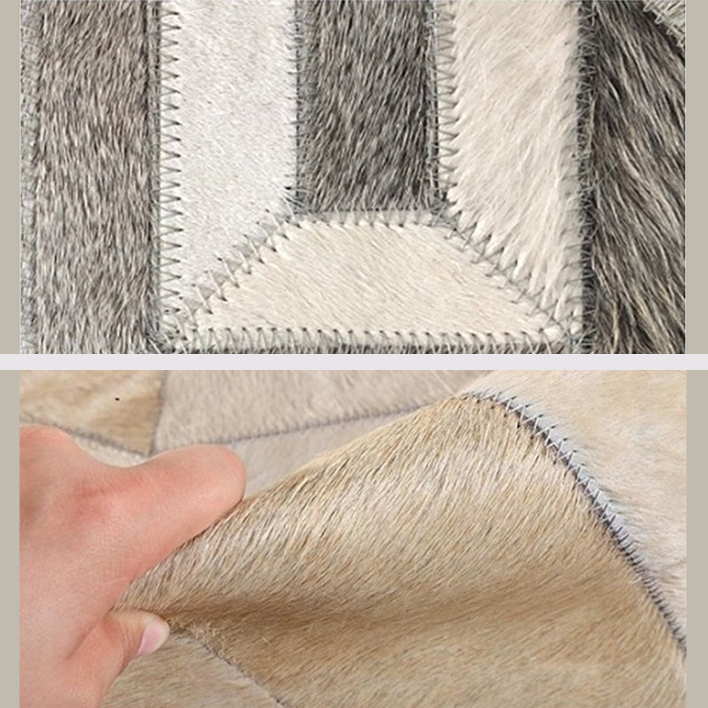 Nostalgia Area Rug Splicing Cowhide Carpet Stain Resistant Washable Indoor Rug for Living Room