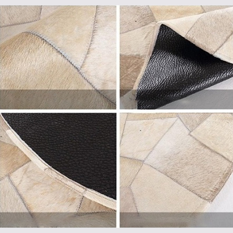 Nostalgia Area Rug Splicing Cowhide Carpet Stain Resistant Washable Indoor Rug for Living Room