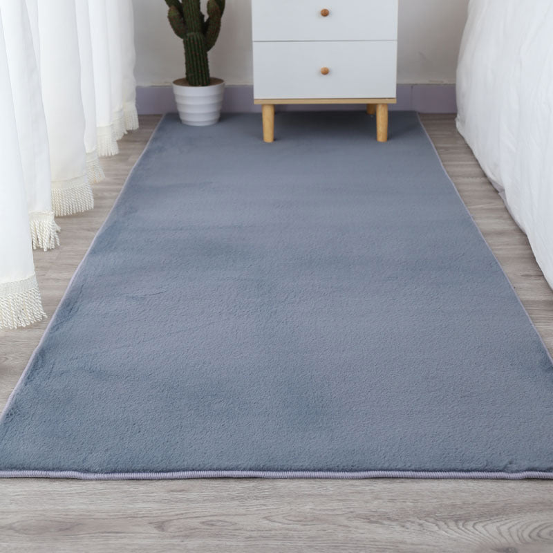 Blue Area Carpet Polyester Solid Color Area Rug Easy Care Washable Rug for Bedroom