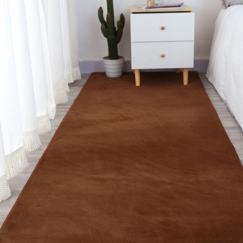 Blue Area Carpet Polyester Solid Color Area Rug Easy Care Washable Rug for Bedroom