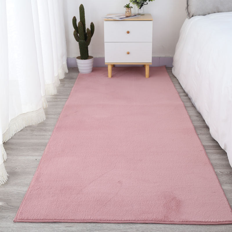 Blue Area Carpet Polyester Solid Color Area Rug Easy Care Washable Rug for Bedroom