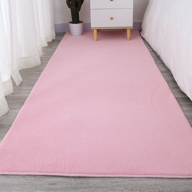 Blue Area Carpet Polyester Solid Color Area Rug Easy Care Washable Rug for Bedroom