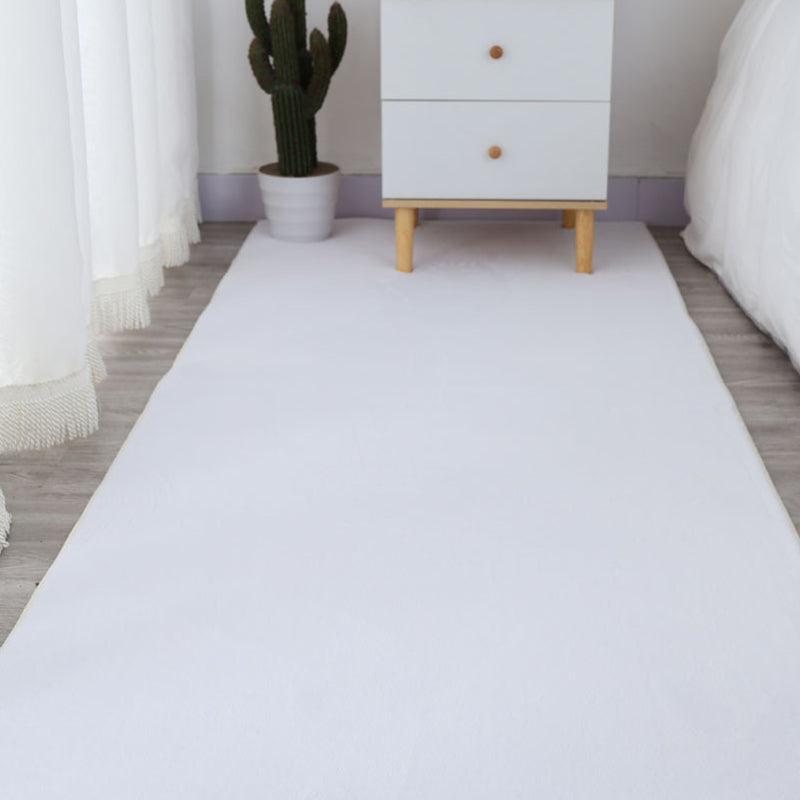 Blue Area Carpet Polyester Solid Color Area Rug Easy Care Washable Rug for Bedroom