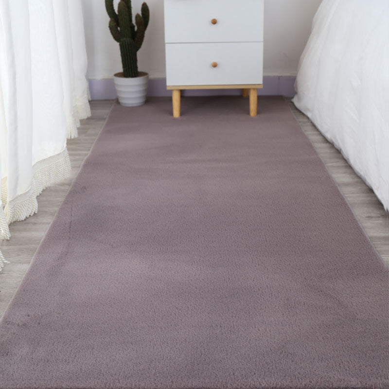 Blue Area Carpet Polyester Solid Color Area Rug Easy Care Washable Rug for Bedroom