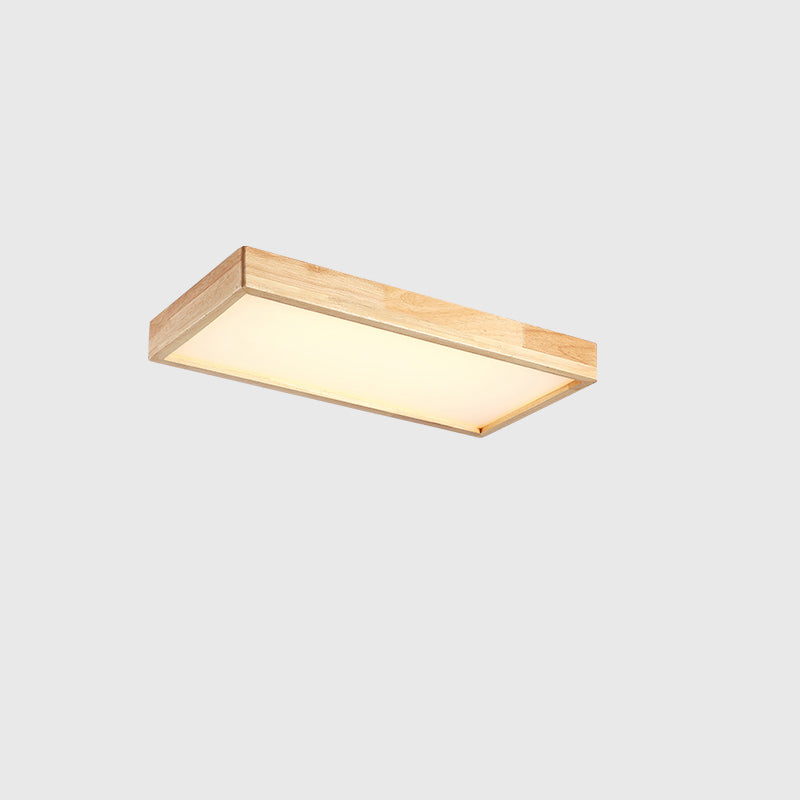 Plafonnier LED Log Color de simplicité moderne, plafonnier rectangulaire en bois avec abat-jour en acrylique