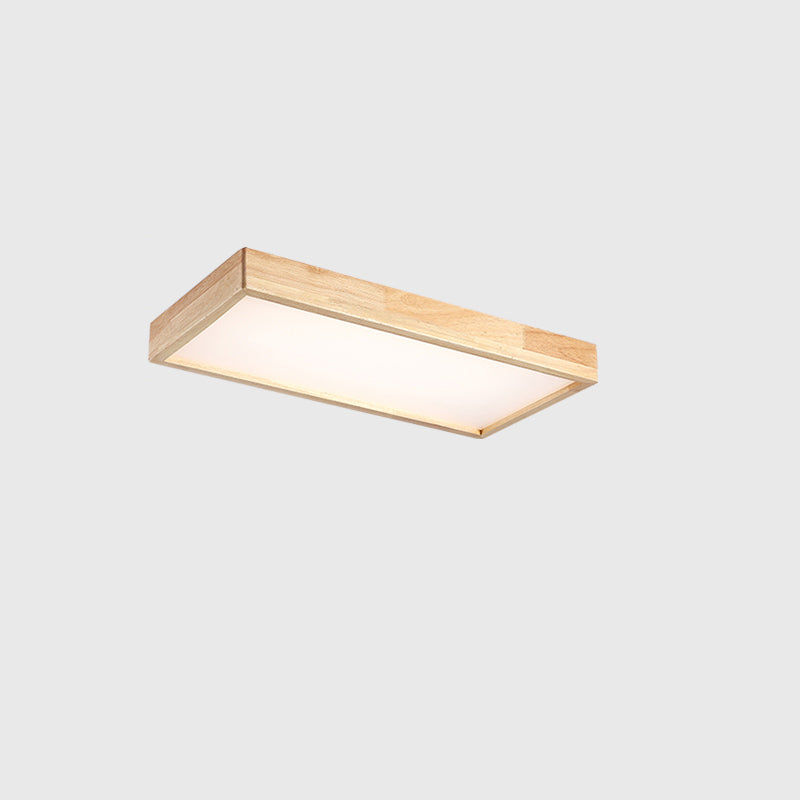 Plafonnier LED Log Color de simplicité moderne, plafonnier rectangulaire en bois avec abat-jour en acrylique