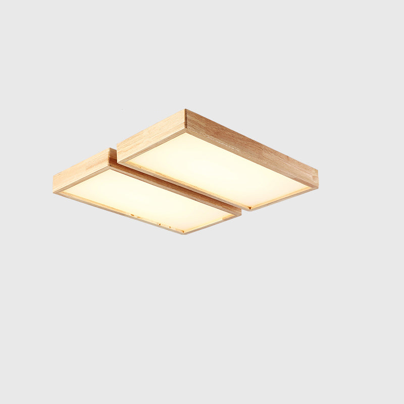 Plafonnier LED Log Color de simplicité moderne, plafonnier rectangulaire en bois avec abat-jour en acrylique