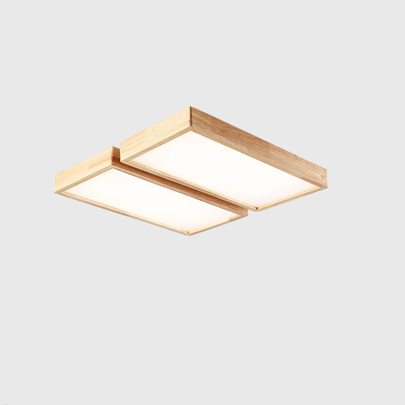 Plafonnier LED Log Color de simplicité moderne, plafonnier rectangulaire en bois avec abat-jour en acrylique