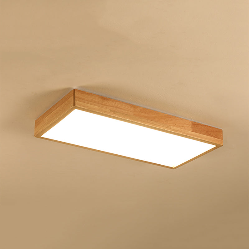 Plafonnier LED Log Color de simplicité moderne, plafonnier rectangulaire en bois avec abat-jour en acrylique