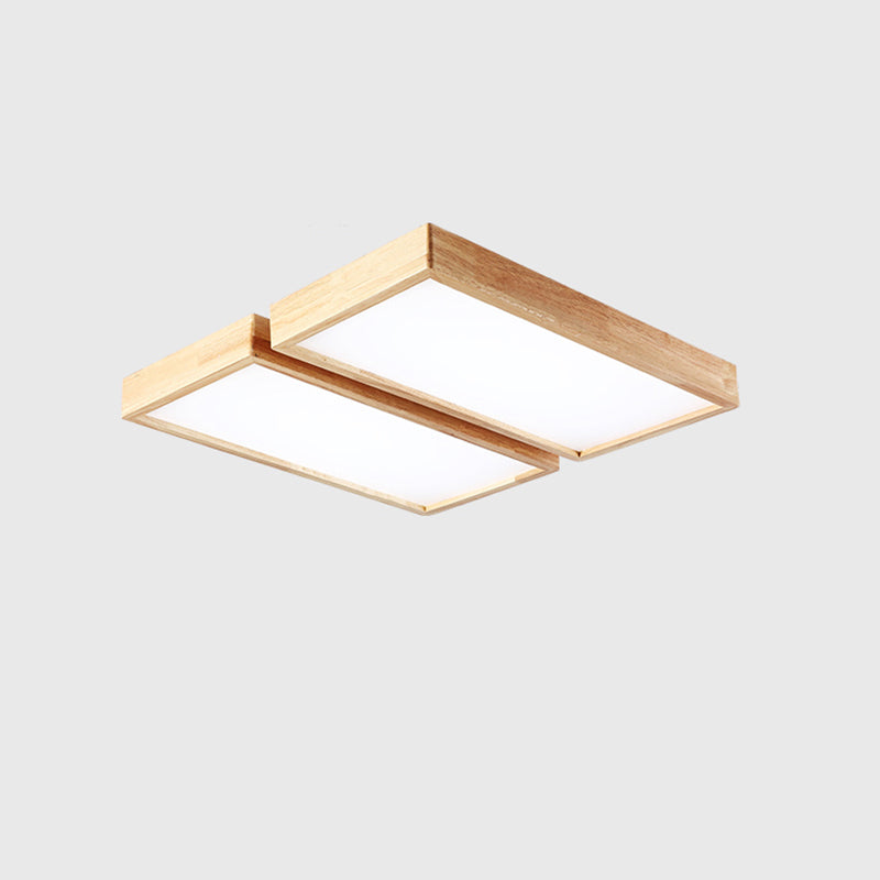 Plafonnier LED Log Color de simplicité moderne, plafonnier rectangulaire en bois avec abat-jour en acrylique