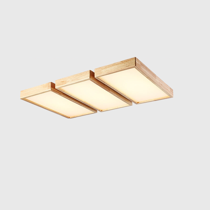 Plafonnier LED Log Color de simplicité moderne, plafonnier rectangulaire en bois avec abat-jour en acrylique