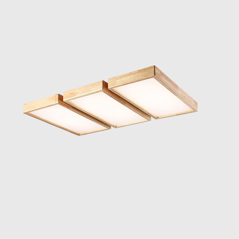 Plafonnier LED Log Color de simplicité moderne, plafonnier rectangulaire en bois avec abat-jour en acrylique