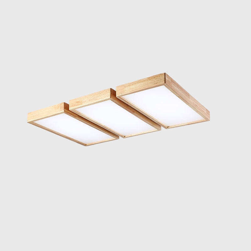 Plafonnier LED Log Color de simplicité moderne, plafonnier rectangulaire en bois avec abat-jour en acrylique