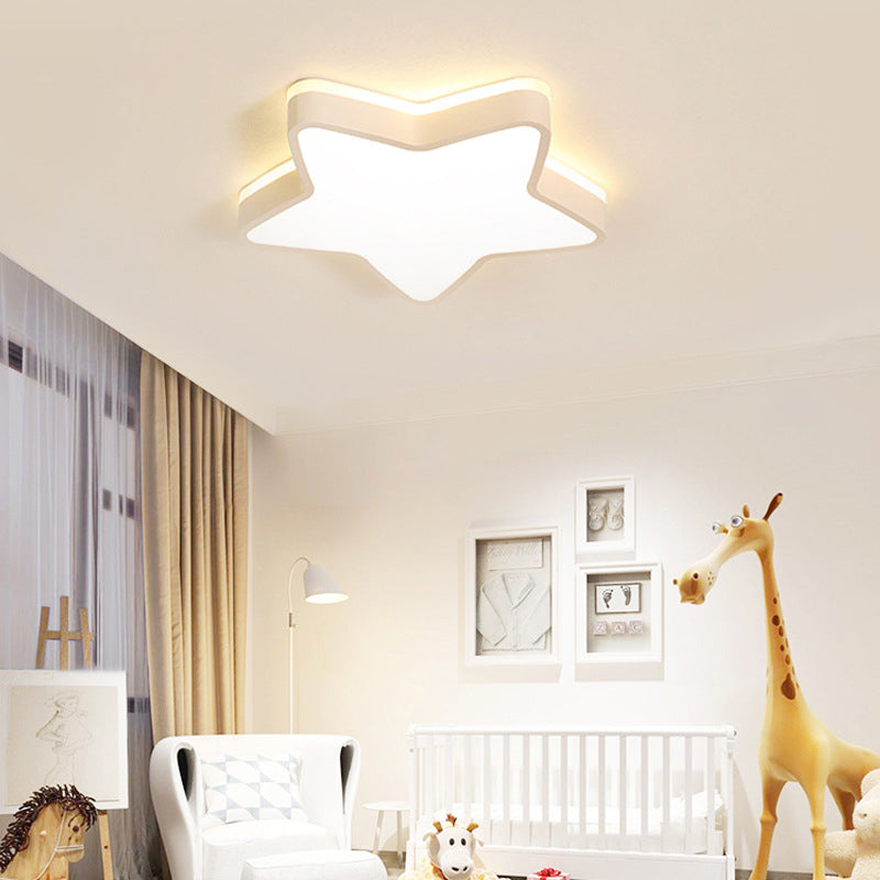 Acrylique Star LED Ceiling Light in Modern Concise Style Wrought Iron Macaron Flush Mount for Bedroom
