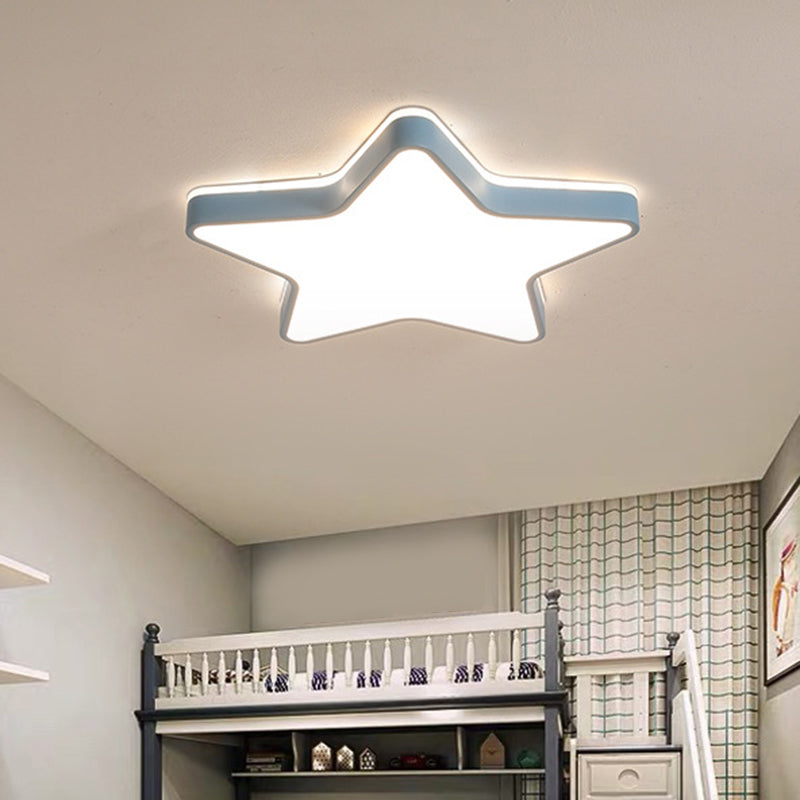 Acrylique Star LED Ceiling Light in Modern Concise Style Wrought Iron Macaron Flush Mount for Bedroom