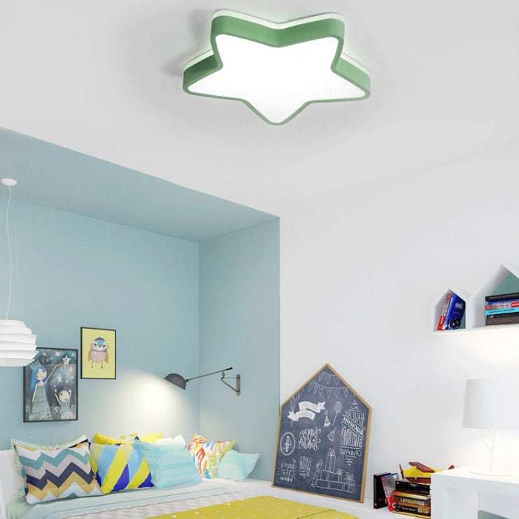 Acrylique Star LED Ceiling Light in Modern Concise Style Wrought Iron Macaron Flush Mount for Bedroom