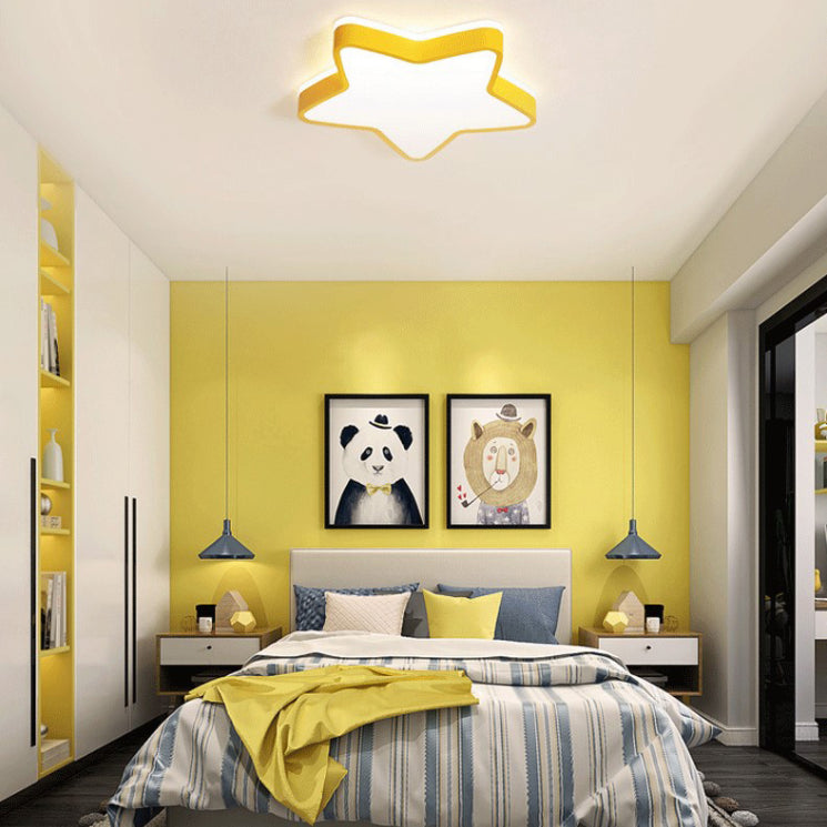Acrylique Star LED Ceiling Light in Modern Concise Style Wrought Iron Macaron Flush Mount for Bedroom