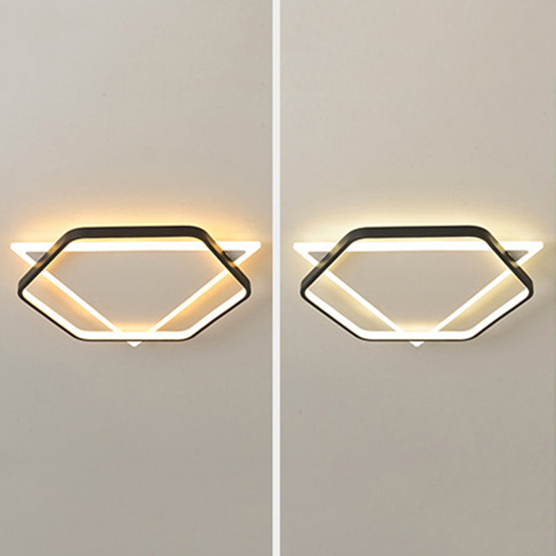 Plafonnier LED géométrique concis moderne en fer forgé avec abat-jour en acrylique