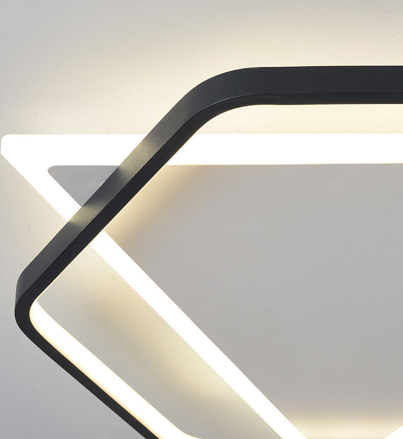 Plafonnier LED géométrique concis moderne en fer forgé avec abat-jour en acrylique