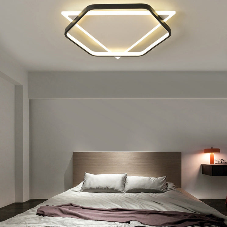 Plafonnier LED géométrique concis moderne en fer forgé avec abat-jour en acrylique