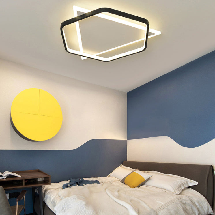 Plafonnier LED géométrique concis moderne en fer forgé avec abat-jour en acrylique