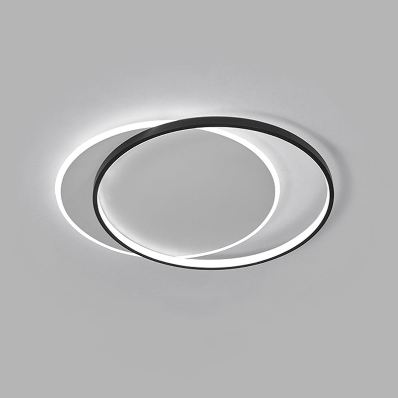 Plafonnier LED circulaire noir en acrylique, simplicité moderne, montage encastré en fer laqué pour chambre à coucher