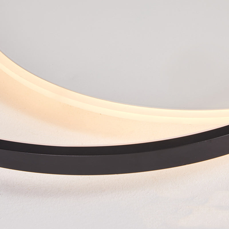 Plafonnier LED circulaire noir en acrylique, simplicité moderne, montage encastré en fer laqué pour chambre à coucher