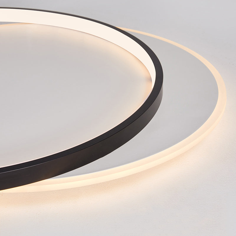 Plafonnier LED circulaire noir en acrylique, simplicité moderne, montage encastré en fer laqué pour chambre à coucher