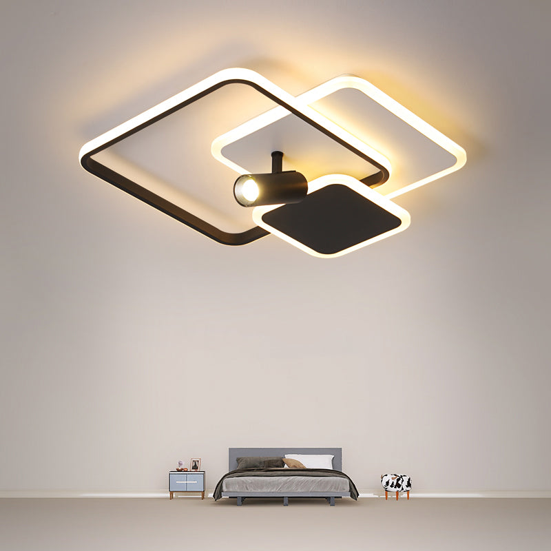 Carré métal LED encastré moderne 1 spot chambre plafonnier