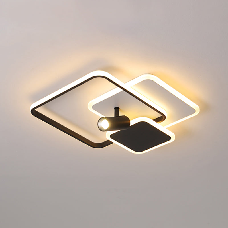 Carré métal LED encastré moderne 1 spot chambre plafonnier