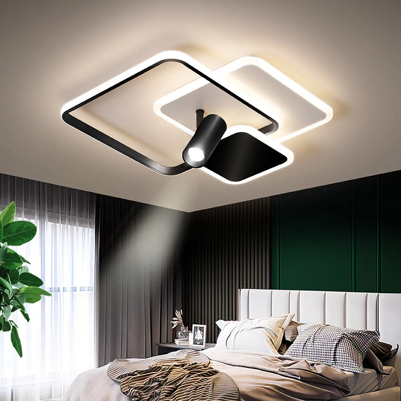 Carré métal LED encastré moderne 1 spot chambre plafonnier