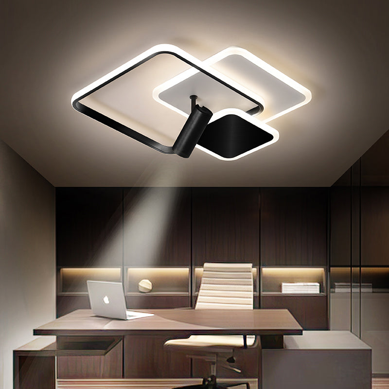 Carré métal LED encastré moderne 1 spot chambre plafonnier