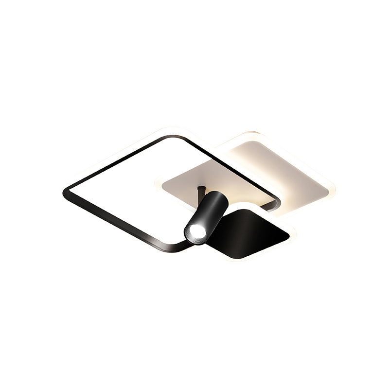 Carré métal LED encastré moderne 1 spot chambre plafonnier