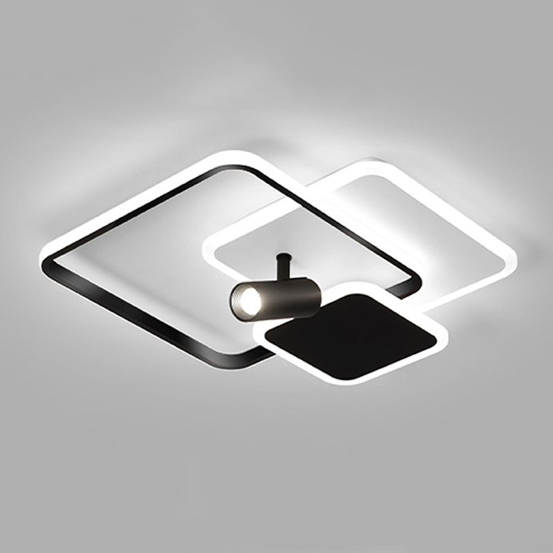 Carré métal LED encastré moderne 1 spot chambre plafonnier