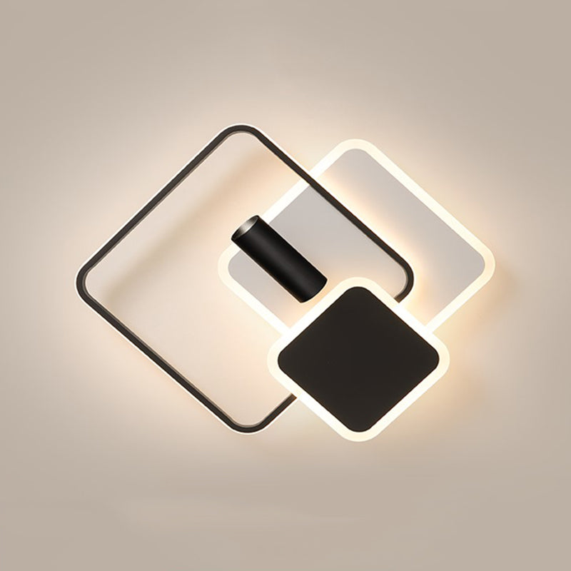 Carré métal LED encastré moderne 1 spot chambre plafonnier