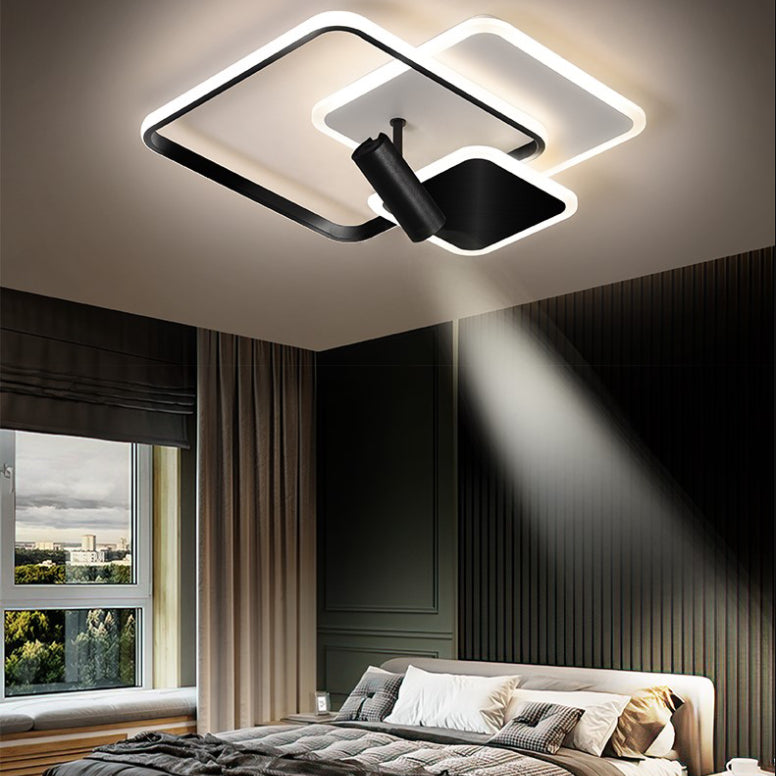 Carré métal LED encastré moderne 1 spot chambre plafonnier