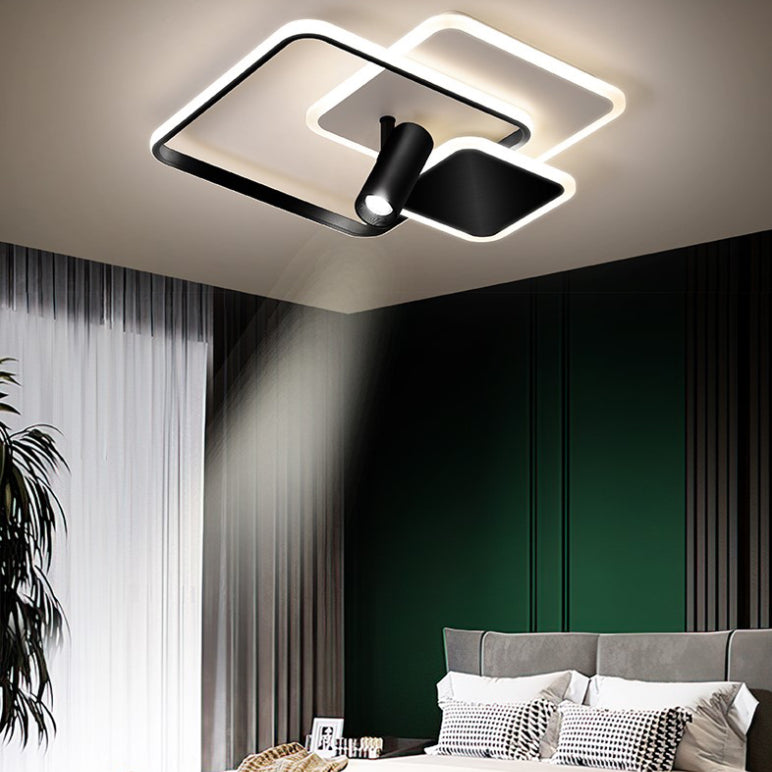 Carré métal LED encastré moderne 1 spot chambre plafonnier