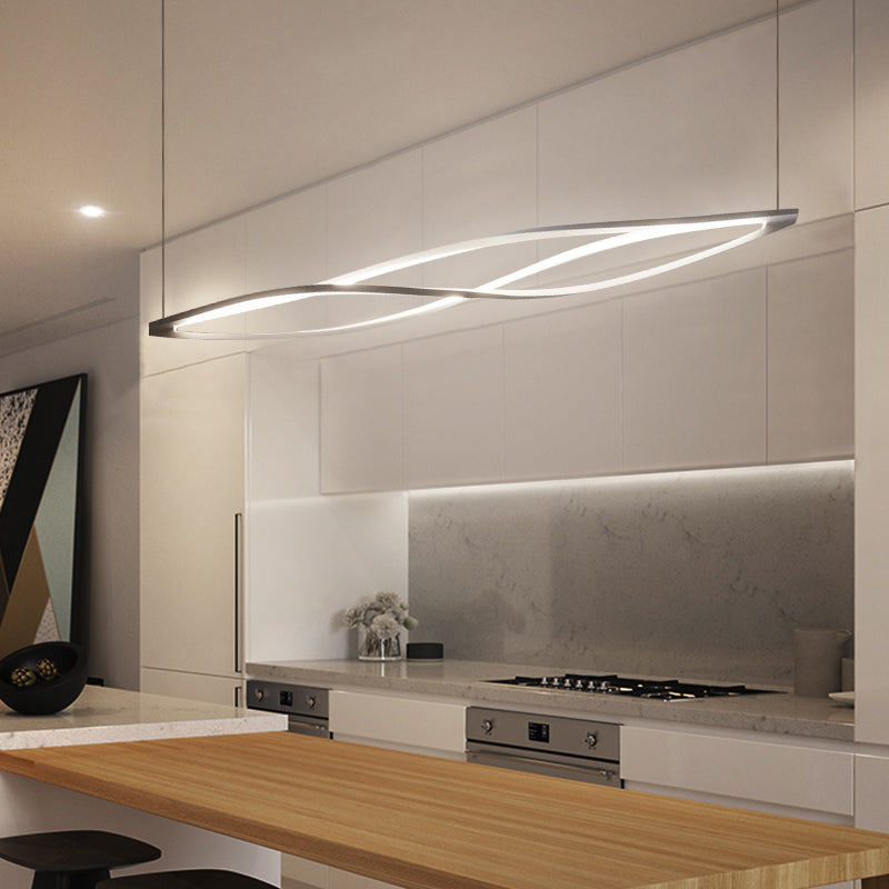 Modern Metal Chandelier Lamp Linear LED Island Pendant for Dining Room