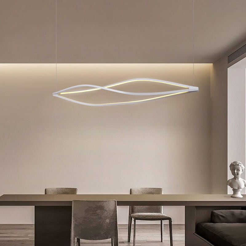 Modern Metal Chandelier Lamp Linear LED Island Pendant for Dining Room