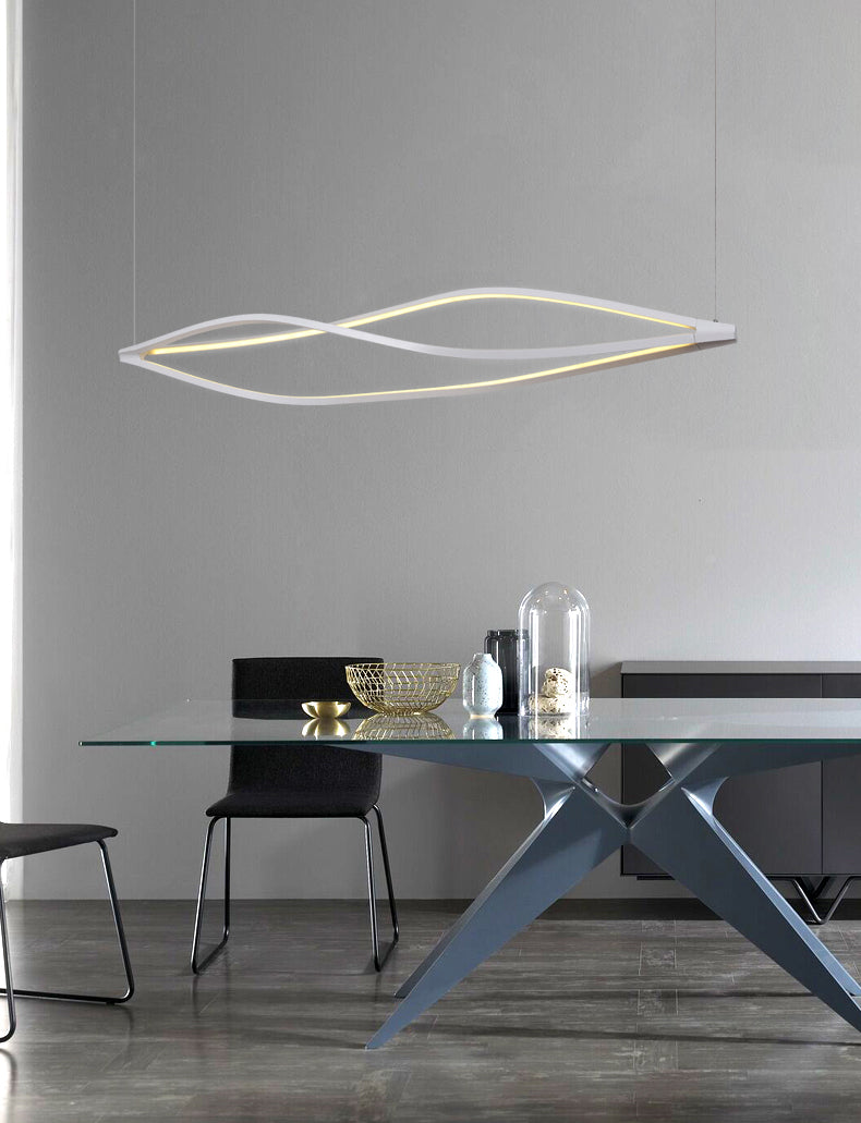 Modern Metal Chandelier Lamp Linear LED Island Pendant for Dining Room