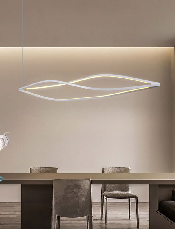 Modern Metal Chandelier Lamp Linear LED Island Pendant for Dining Room